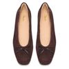 CLARKS WOMENS BEFANA BOW LEATHER FLATS - BROWN